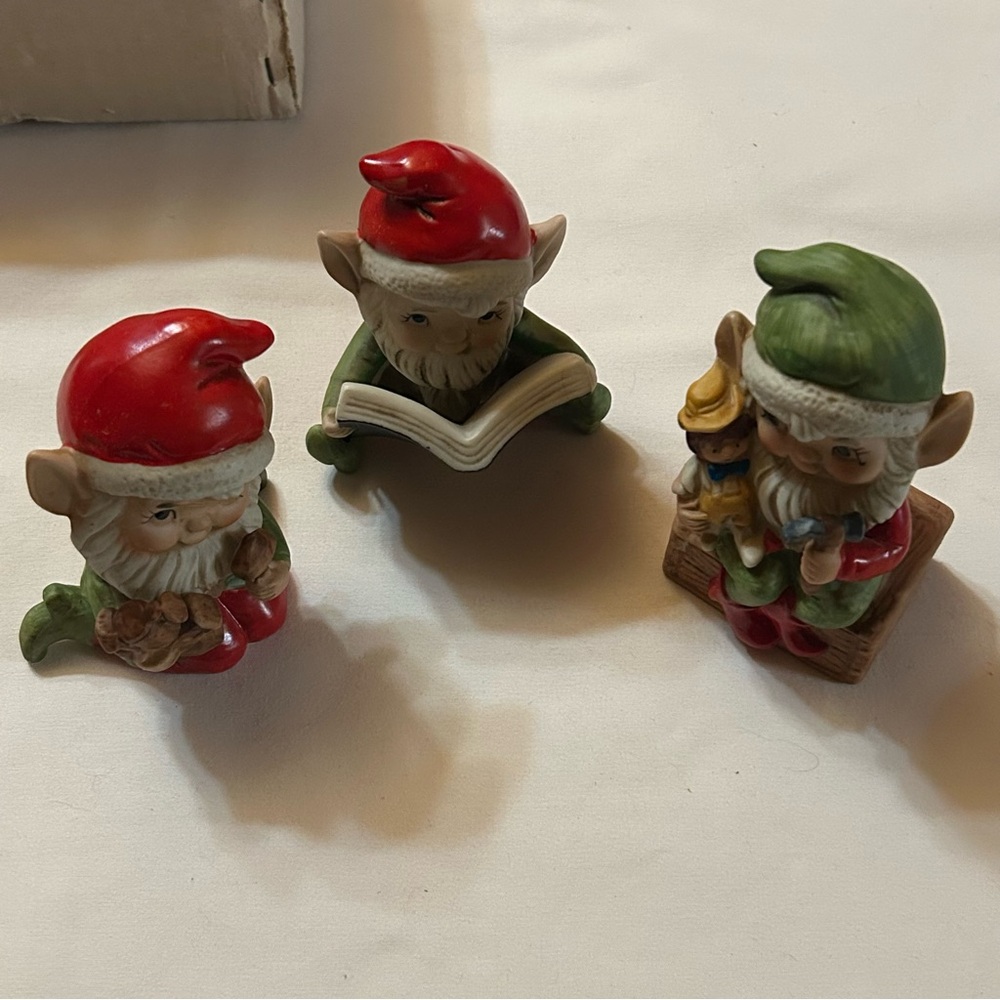 Three Homco Elves Figurines
